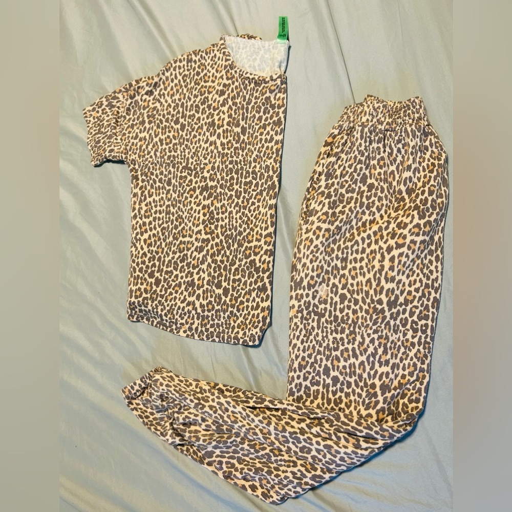 Pajama Set - Size Small. Cozy cheetah print jammies set